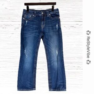 MISS ME Women’s Size 28 Denim Jeans Boyfriend Capri Style Embellished Stretch